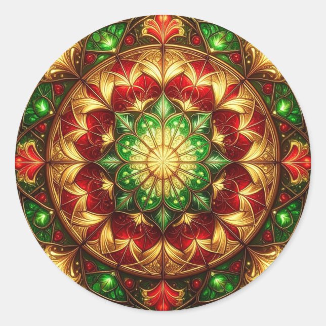 Decorative Red Green Holiday Sticker (Devant)