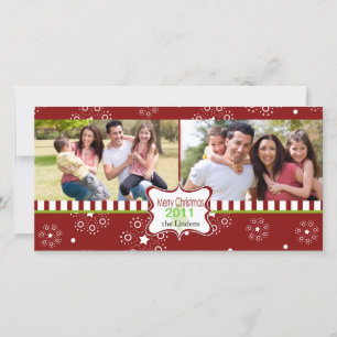 Decorative red holiday photocard with frame card