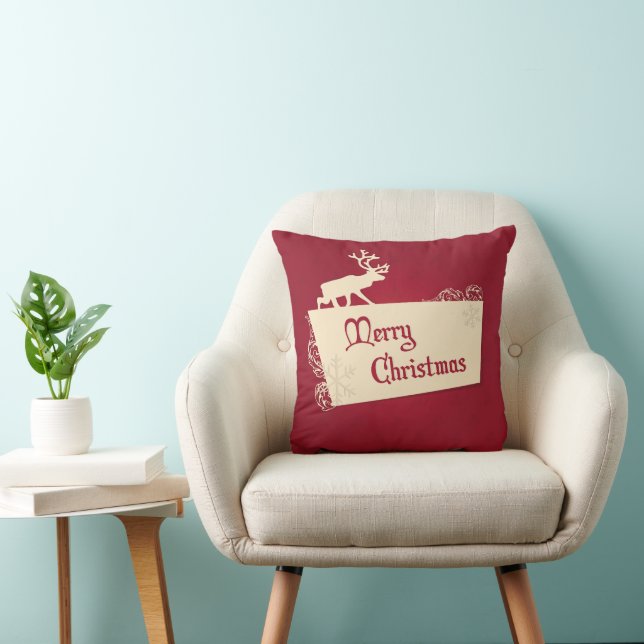 Decorative Red & White Christmas Tree  Throw Pillow (Chair)