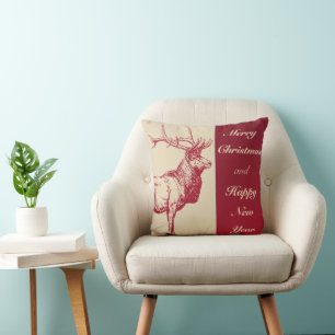Decorative Red & White Christmas Tree Throw Pillow