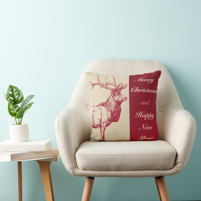 Decorative Red & White Christmas Tree  Throw Pillow (Chair)