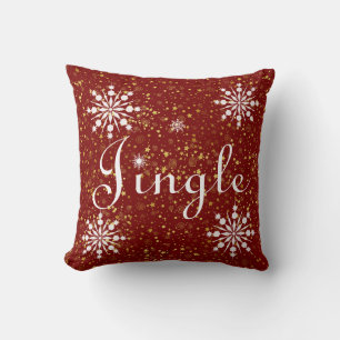 Decorative Red & White Jingle Merry Christmas Throw Pillow