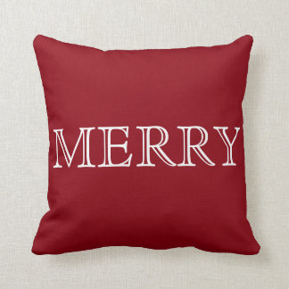 Decorative Red & White Merry Christmas Throw Pillow