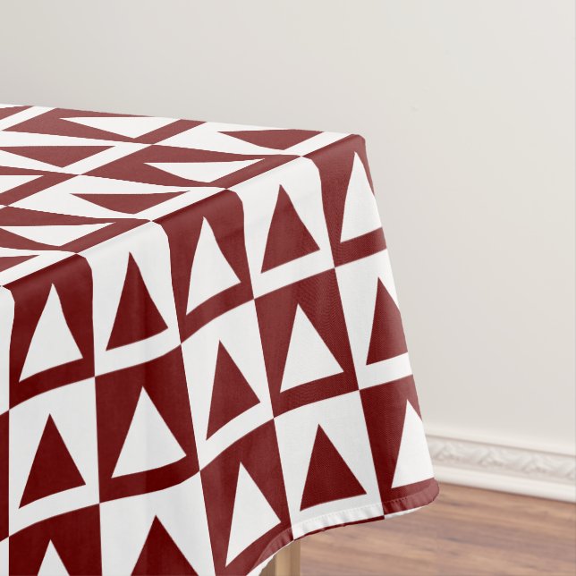 Decorative Red&White Triangles&Checkers Design Tablecloth (In Situ)