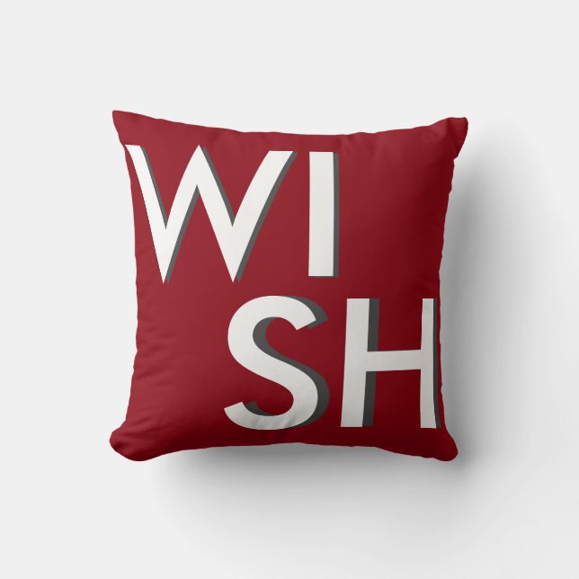 Decorative Red & White Wish &Joy Christmas Throw Pillow (Front)