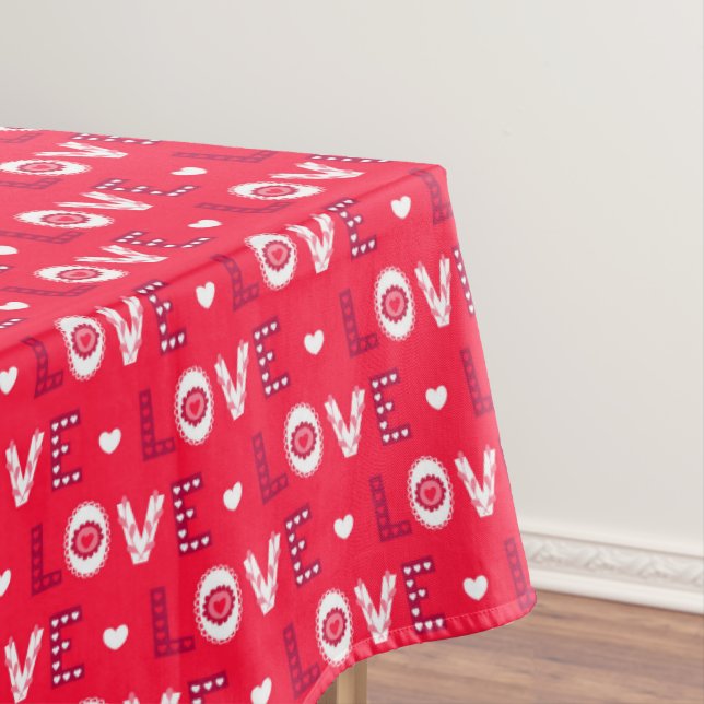 Decorative Red Words Tablecloth (In Situ)