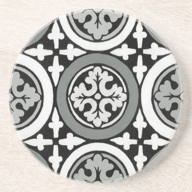 Decorative Renaissance Rosette Tile Design Coaster (Front)