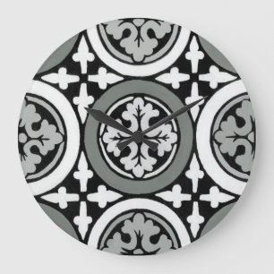 Decorative Renaissance Rosette Tile Design Large Clock