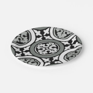 Decorative Renaissance Rosette Tile Design Paper Plate