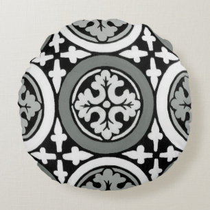 Decorative Renaissance Rosette Tile Design Round Pillow
