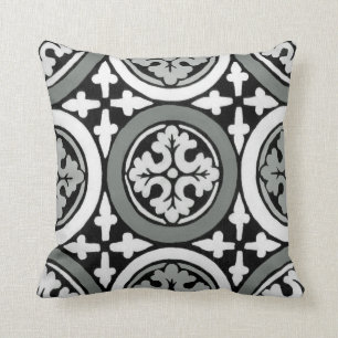 Decorative Renaissance Rosette Tile Design Throw Pillow