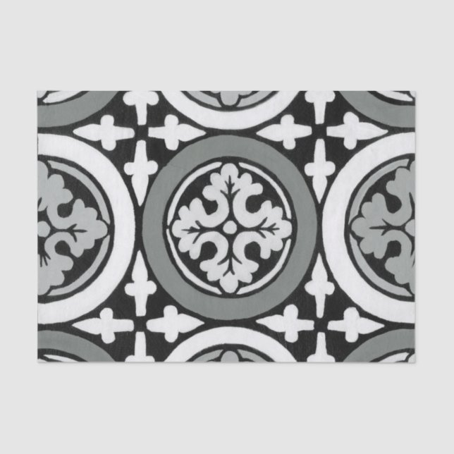 Decorative Renaissance Rosette Tile Design Tissue Paper (Front)