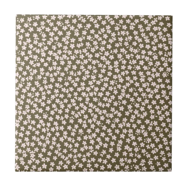 Decorative Retro Japanese Floral Pattern Tile (Front)