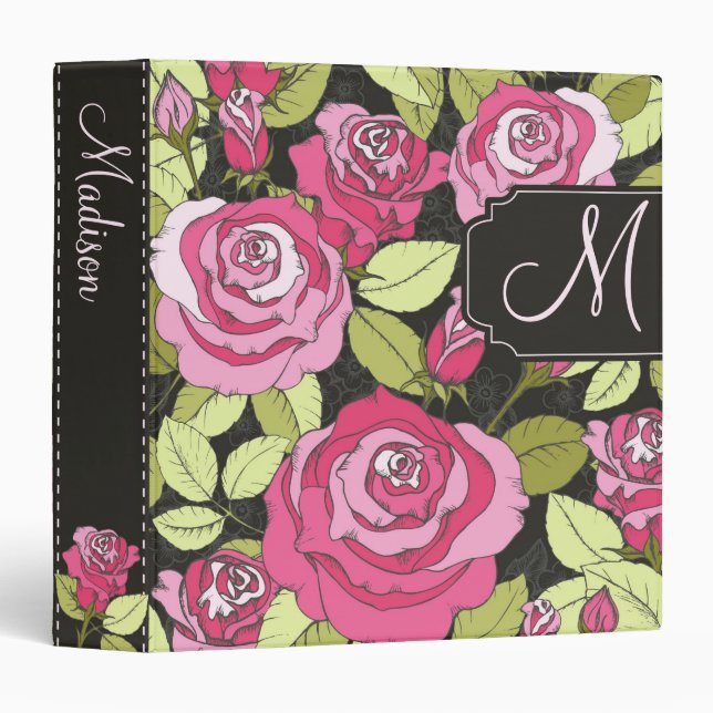 Decorative Rose Binder with Custom Text (Front/Spine)