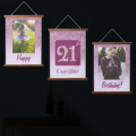 Decorative Rose Gold Glitter, Photos 21st Birthday Hanging Tapestry<br><div class="desc">Decorative Falling Rose Gold Glitter with rose gold gradient. Add two pictures.
Great for a fun 21st Birthday Party.</div>