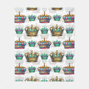 Decorative Royal Crown Pattern  Fleece Blanket