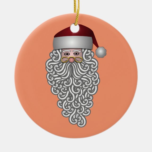 Decorative Santa Claus Orange Green Ceramic Ornament (Front)