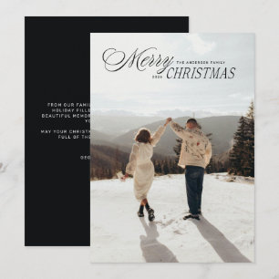 Decorative Script Merry Christmas Full Bleed Photo Holiday Card