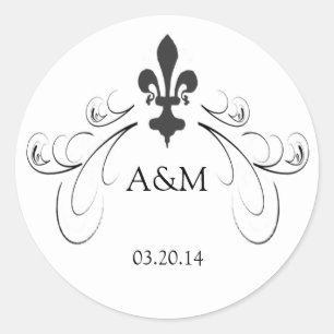Decorative Scroll Fleur de Lis Wedding Stickers