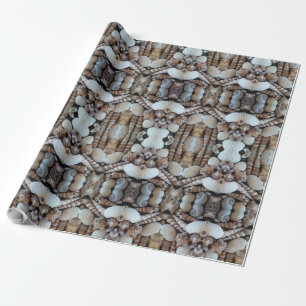 Decorative Sea Shells Pattern Summer Natural Brown Wrapping Paper