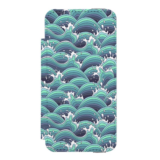 Decorative Sea Wave Background Incipio iPhone Wallet Case (Folio Front)