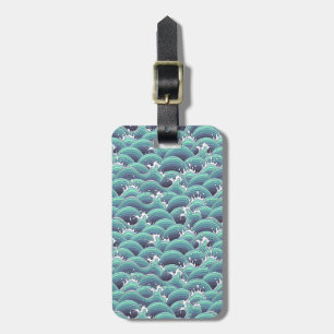 Decorative Sea Wave Background Luggage Tag
