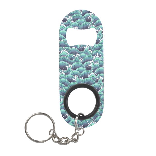 Decorative Sea Wave Background Mini Bottle Opener (Front)