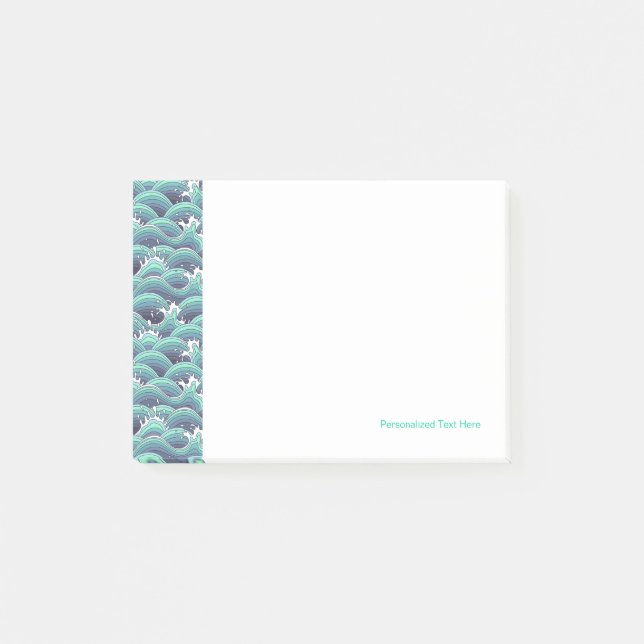 Decorative Sea Wave Background Post-it Notes (Front)