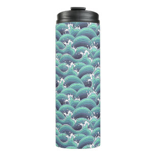 Decorative Sea Wave Background Thermal Tumbler
