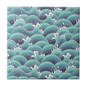 Decorative Sea Wave Background Tile