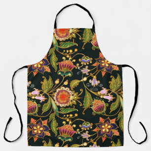 decorative seamless pattern. Flowers leaves curls  Apron