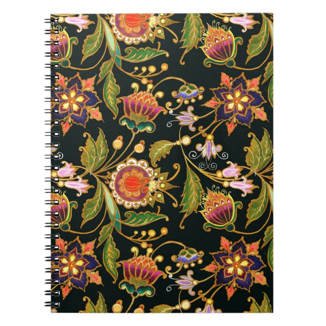 decorative seamless pattern. Flowers leaves curls  Notebook (Front)