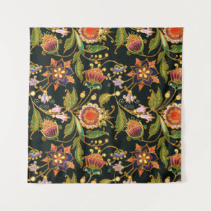 decorative seamless pattern. Flowers leaves curls Tapestry