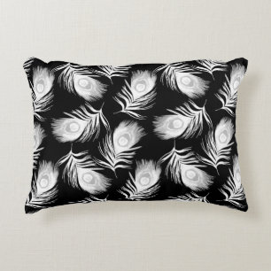 Decorative seamless pattern with beautiful peacock accent pillow