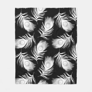 Decorative seamless pattern with beautiful peacock fleece blanket