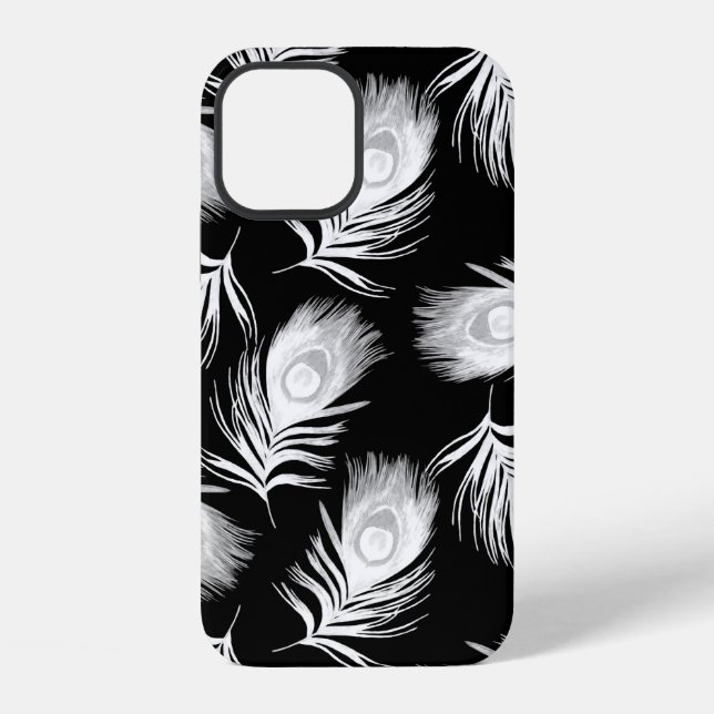 Decorative seamless pattern with beautiful peacock iPhone case (Back)