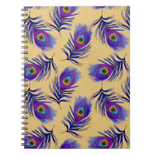 Decorative seamless pattern with beautiful peacock notebook