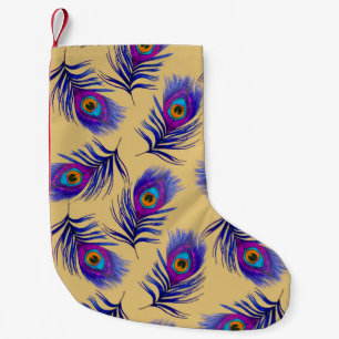 Decorative seamless pattern with beautiful peacock small christmas stocking