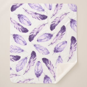 Decorative seamless pattern with feathers. Waterco Sherpa Blanket