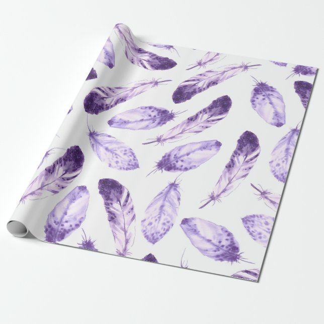 Decorative seamless pattern with feathers. Waterco Wrapping Paper (Unrolled)