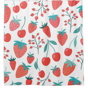 Decorative seamless pattern with fruits, strawberr
