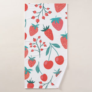 Decorative seamless pattern with fruits, strawberr bath towel