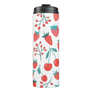 Decorative seamless pattern with fruits, strawberr thermal tumbler