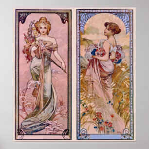 Decorative Seasons of Summer and Spring Poster