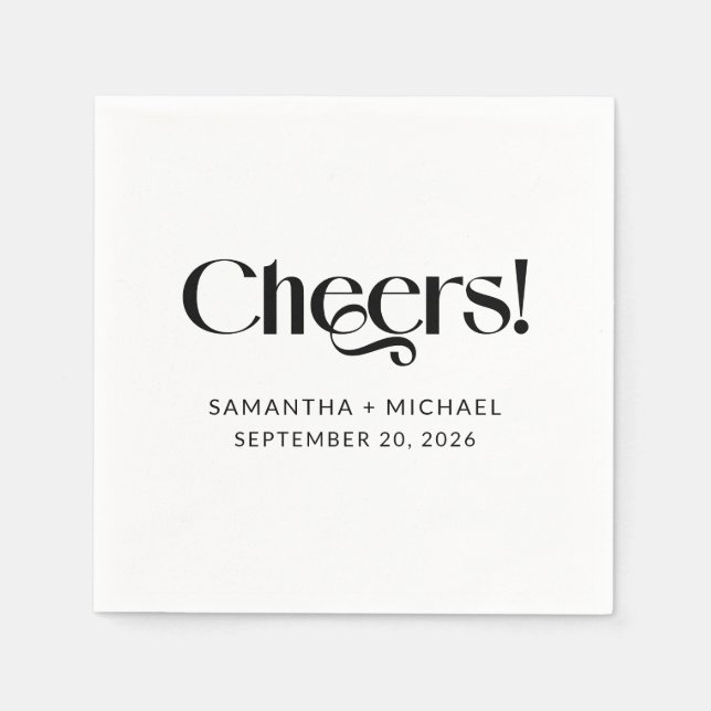 Decorative Serif Wedding Cheers Napkin (Front)