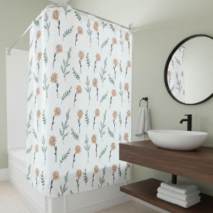 decorative shower curtain, floral shower curtain,