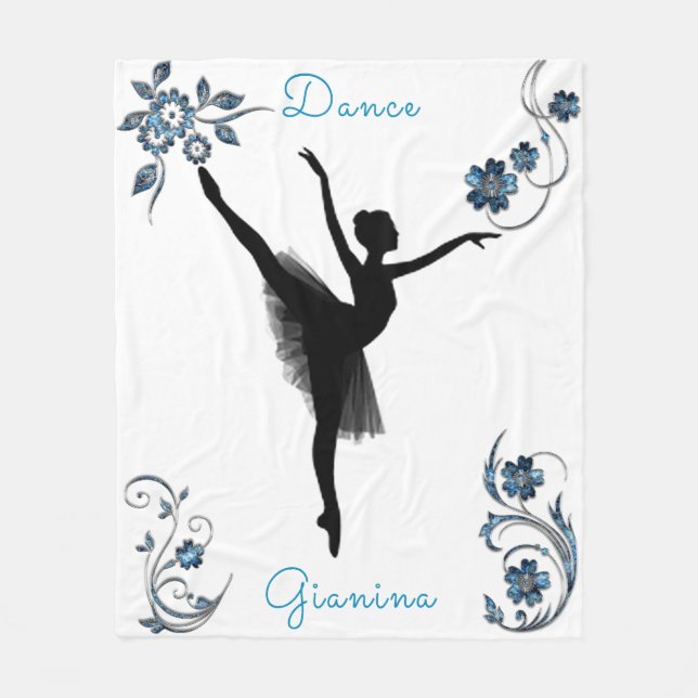 Decorative Silver and Blue Gem Dance Fleece Blanket (Front)