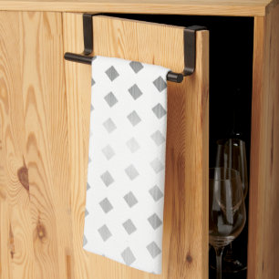 Decorative Silver Gray White Diamond Pattern Kitchen Towel