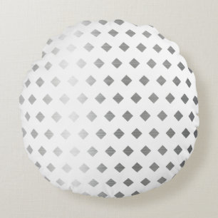 Decorative Silver Grey White Diamond Pattern Round Pillow