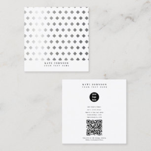 Decorative Silver Grey White Diamond Pattern Square Business Card